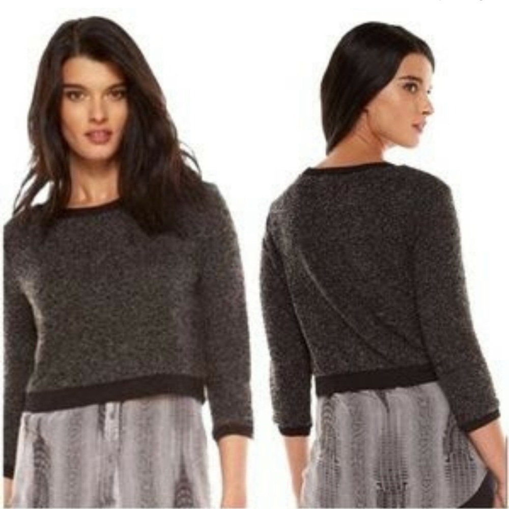 Elie Tahari For Design Nation Layered NY Sweater Top Chiffon Bottom Mixed Media